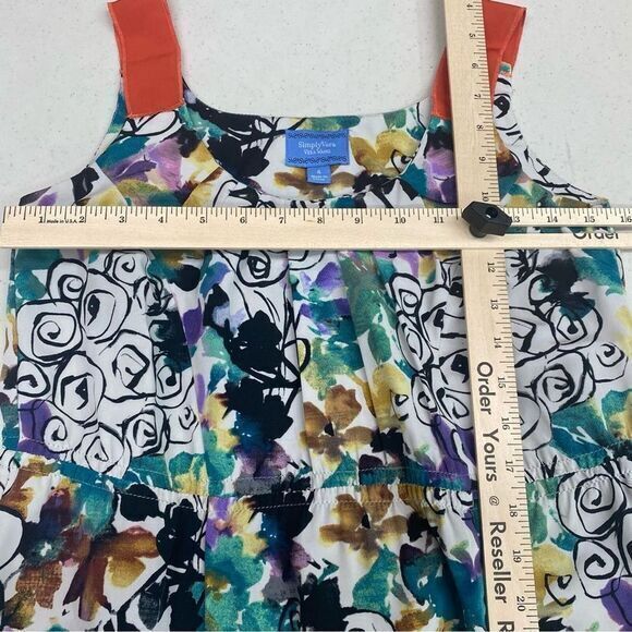 Simply Vera Floral Watercolor Print‎ Sleeveless Dress A-line 4 Colorblock Purple - Picture 5 of 9